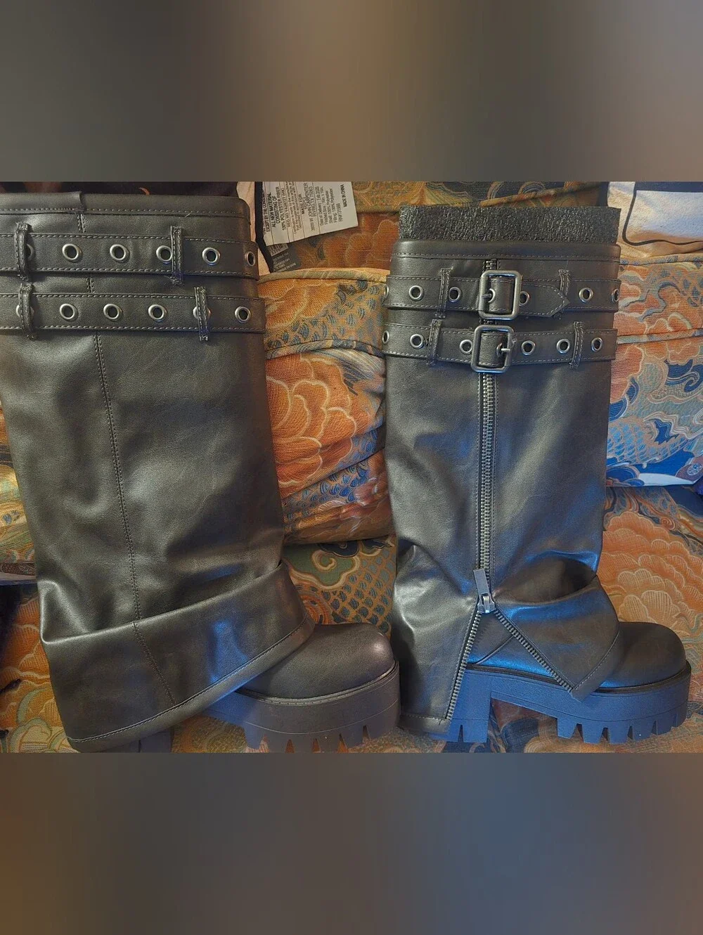 Brand new Darker Waves tall brown foldover boots size 9..